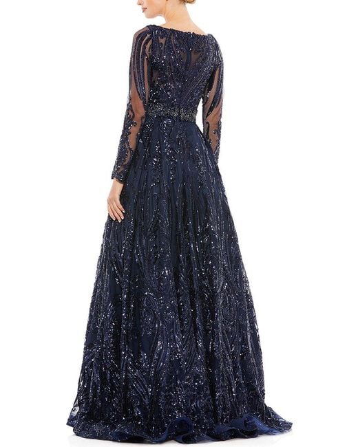 Mac Duggal Blue Embellished Evening Gown
