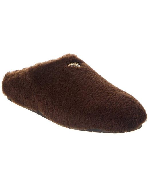 Prada Brown Shearling Mule