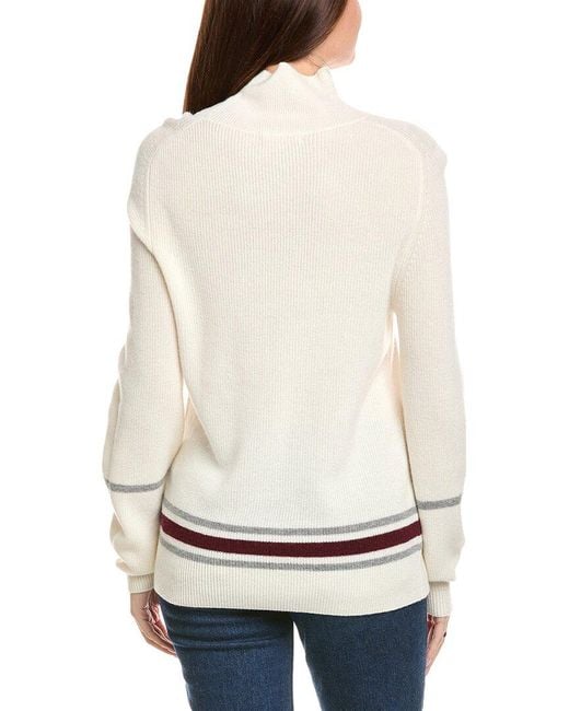 Kier + J White Kier + J Ribbed Mock Neck Wool & Cashmere-Blend Sweater
