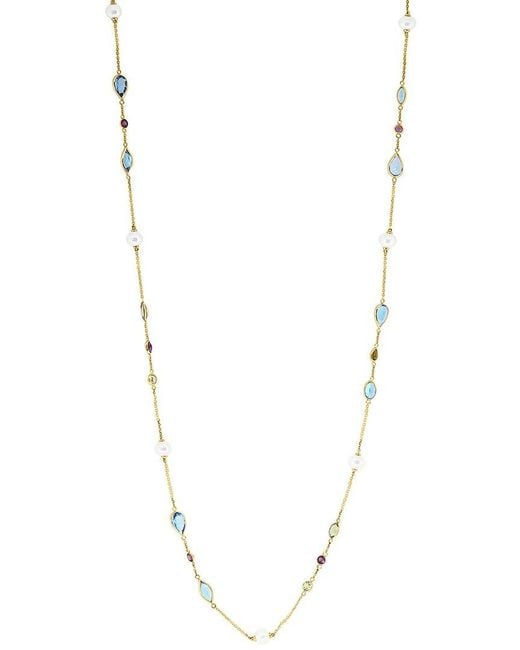 Effy Fine Jewelry Metallic 14K 28.00 Ct. Tw. Gemstone & 6Mm Pearl Necklace