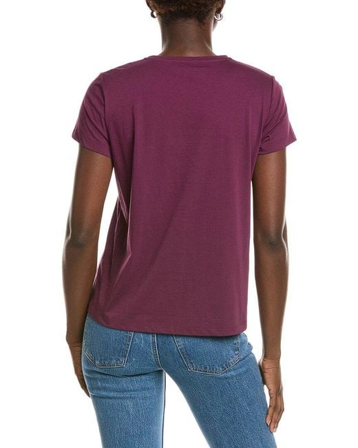 Lafayette 148 New York Purple V-Neck T-Shirt