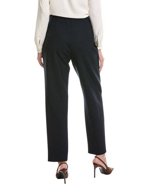 Oscar de la Renta Black Wool-Blend Button Detail Pant