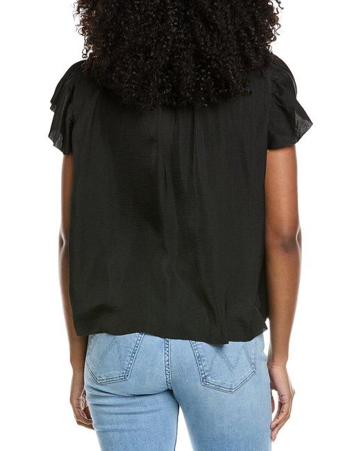 Elan Black Ruffle Sleeve Top
