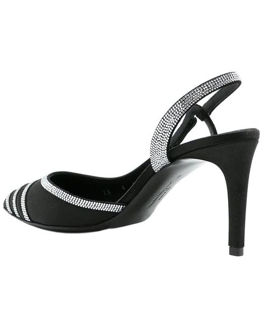 Ferragamo Black 85Mm Rhinestone Leather Slingback Pump