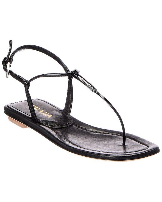 Prada Metallic Leather Flat Sandal