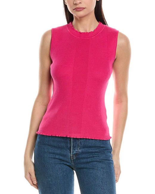 Karl Lagerfeld Red Ribbed Knit Top