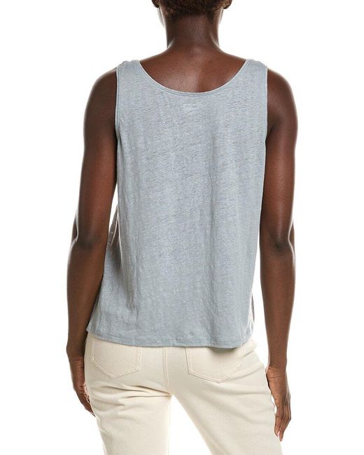 Eileen Fisher Blue Scoop Neck Linen Tank