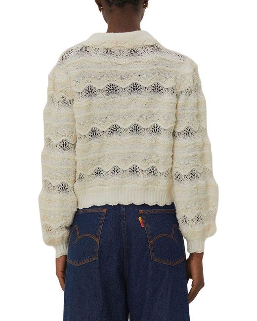 Farm Rio Blue Knit Wool-Blend Cardigan