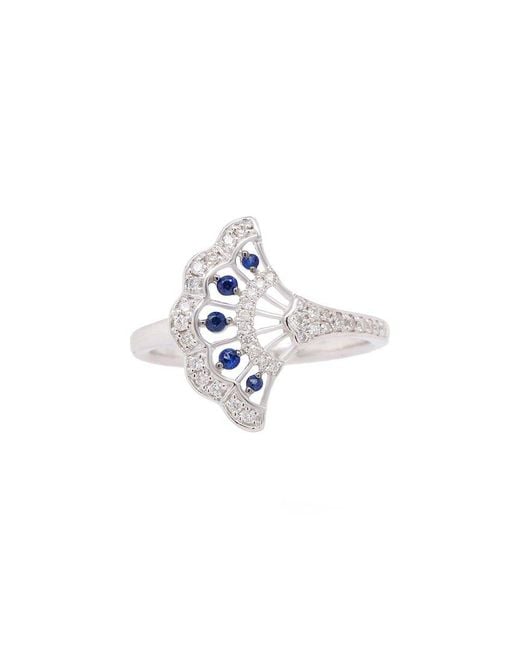 Diana M White Fine Jewelry 14k 0.32 Ct. Tw. Diamond & Sapphire Half-eternity Ring