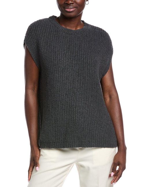 Eileen Fisher Black Fluff Cashmere-Blend Sweater Vest