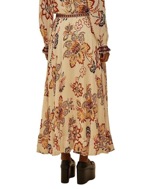 Farm Rio Natural Aura Floral Sand Midi Skirt