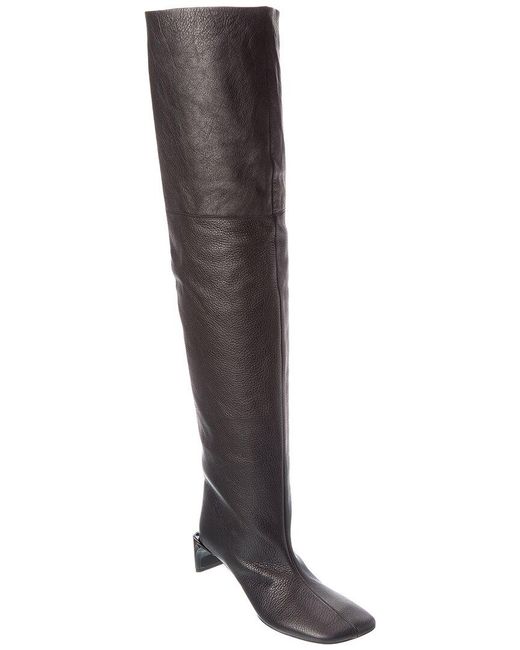 Sportmax Brown Leather Thigh-High Boot