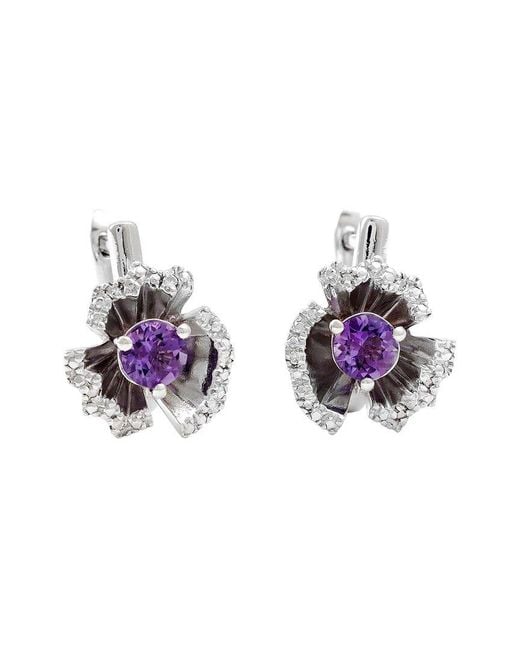Gemstones Metallic 0.54 Ct. Tw. Diamond & Amethyst Earrings