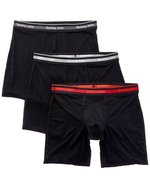 Tommy John Black 3Pk Comfort Micro 6" Boxer Brief for men