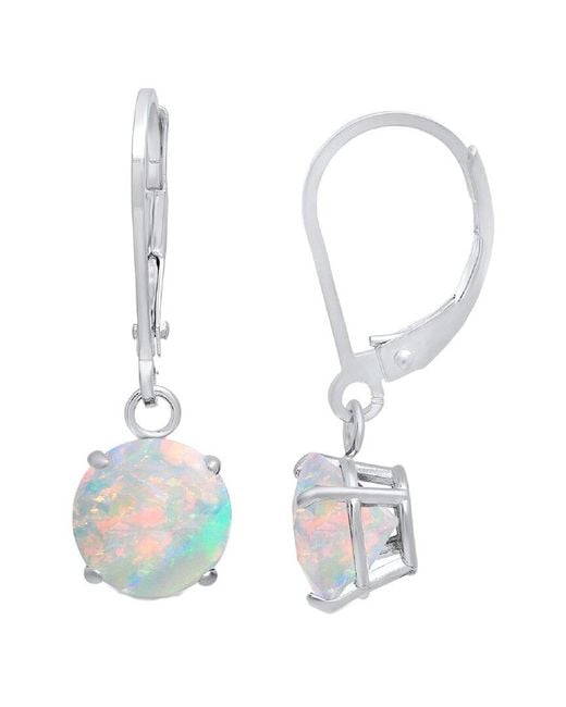 MaxColor White Silver 1.00 Ct. Tw. Lab-grown Opal Dangle Earrings