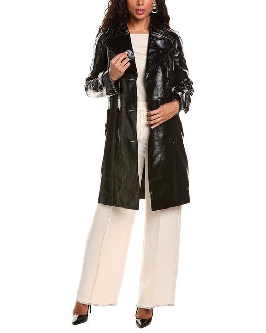 Michael Kors Leather Trench Coat in Black | Lyst Australia