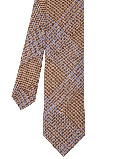 J.McLaughlin Brown Mini Houndstooth Wool Tie for men