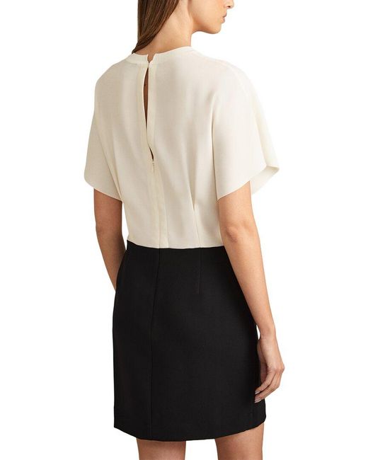 Reiss Black Marlowe Colourblock Mini Dress