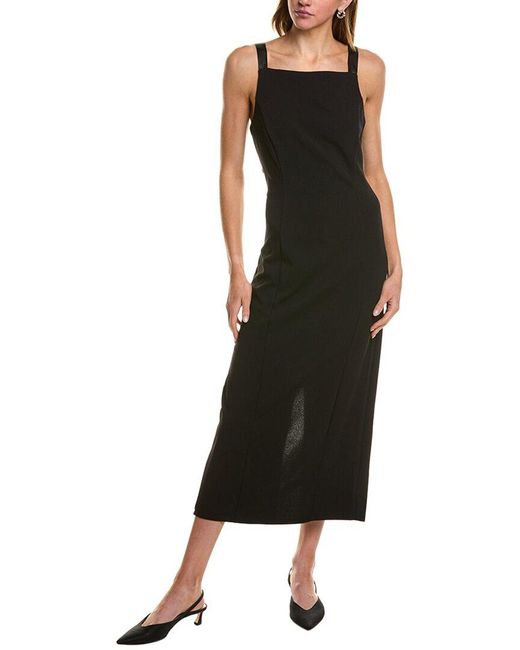 Isaac Mizrahi New York Black Satin Bow Midi Dress