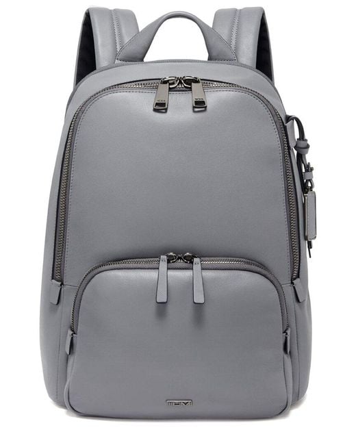 Tumi Gray Voyageur Hannah Leather Backpack