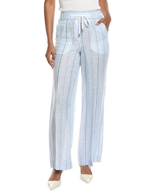 Peserico Blue Drawstring Linen Pant