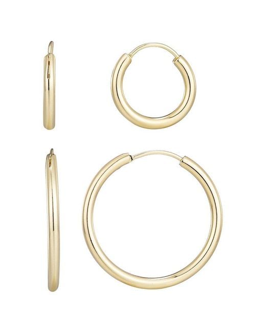 Adornia Metallic 14K Plated Set Of 2 Endless Hoop Earrings