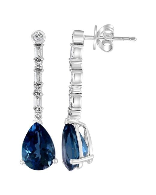 Effy Fine Jewelry White 14K 5.70 Ct. Tw. Diamond & London Topaz Earrings