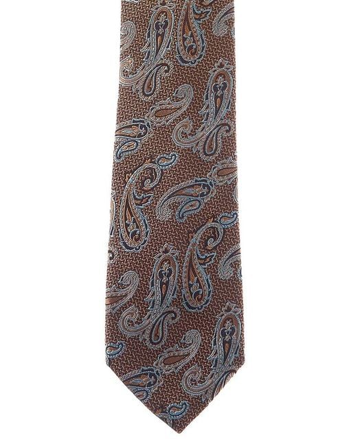 Etro Brown Paisley Silk Tie for men