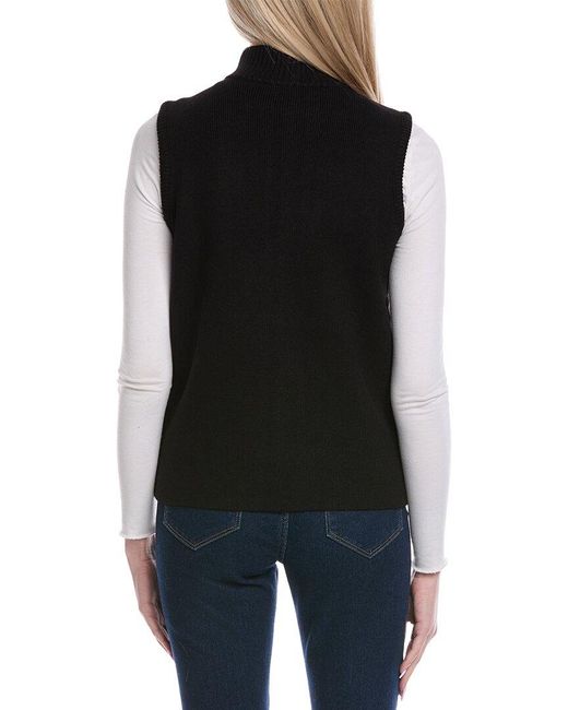 Jones New York Black Cable Knit Puffer Vest