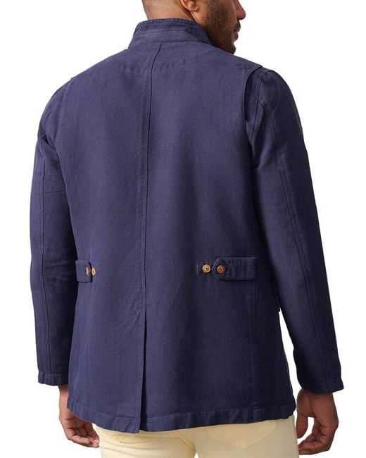 J.McLaughlin Blue Solid Mack Linen-blend Jacket for men