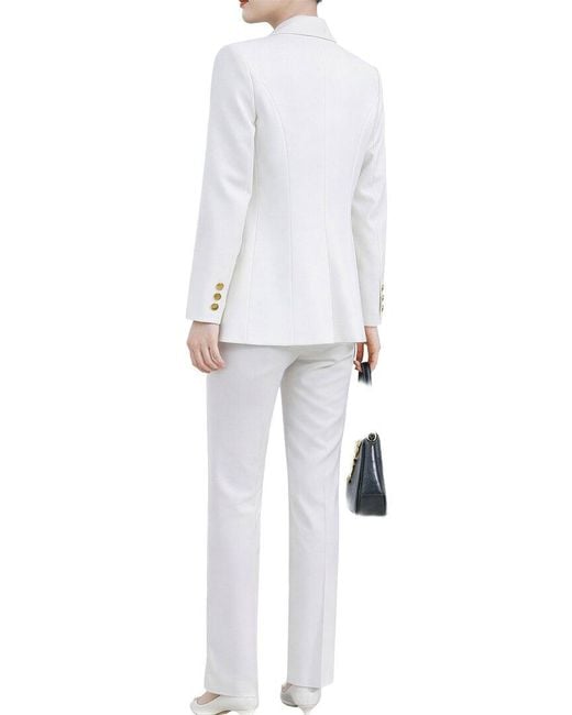 Adelin May White 2Pc Jacket & Pant Set