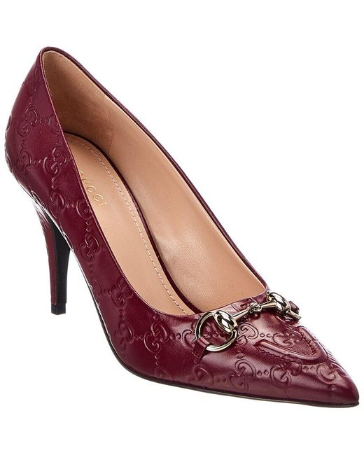 Gucci Pink 90 Gg Horsebit Leather Pump