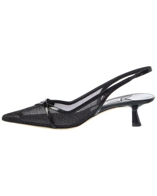 Jimmy Choo Metallic Amita 45 Glitter Mesh & Patent Slingback Pump