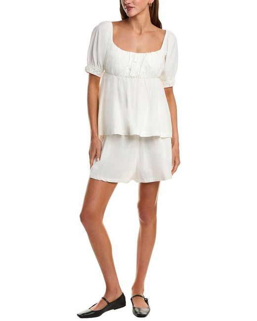Free People White 2Pc Donnie Top & Short Set