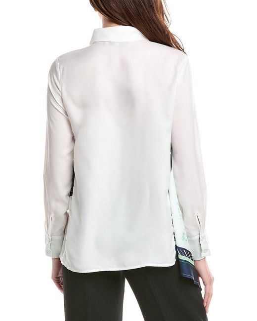 Gracia Blue Scarf Detail Shirt