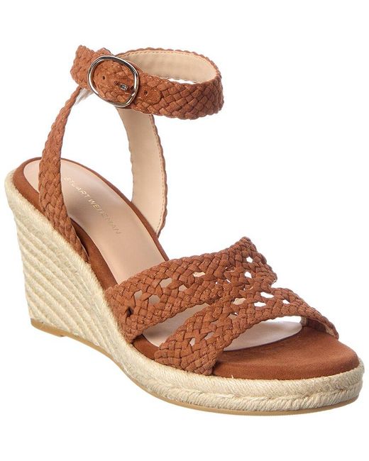 Stuart Weitzman Brown Briar Suede Espadrille Wedge