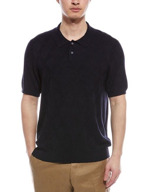 Tahari Black Linen-Blend Polo Shirt for men