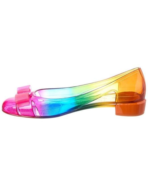 Ferragamo Pink Vara Jelly Ballet Flat
