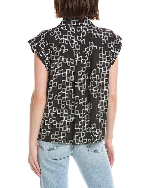 Tahari Black Extended Shoulder Blouse