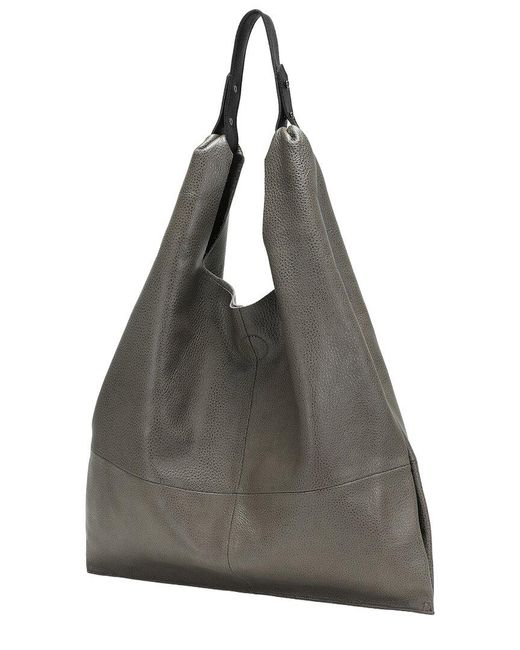 Tiffany & Fred Paris Black Full-Grain Leather Hobo Tote