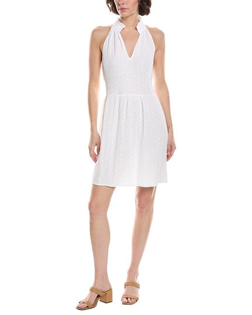 Michael Stars White Alessa Split Neck Dress