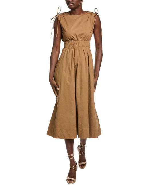 Kenneth Cole Brown Ruched Cutout Waist Dress