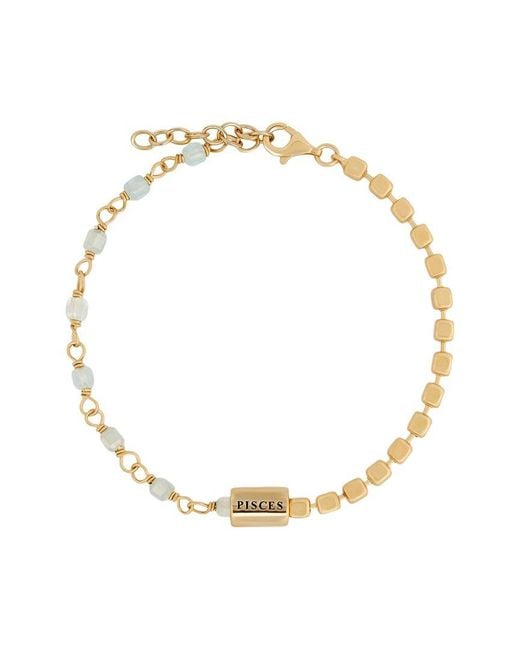 Karma and Luck Metallic Zodiac Plated Aquamarine Beaded Bracelet