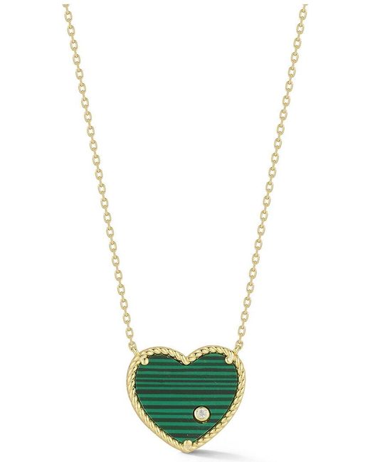 Glaze Jewelry Green 14K Over Malachite Cz Necklace