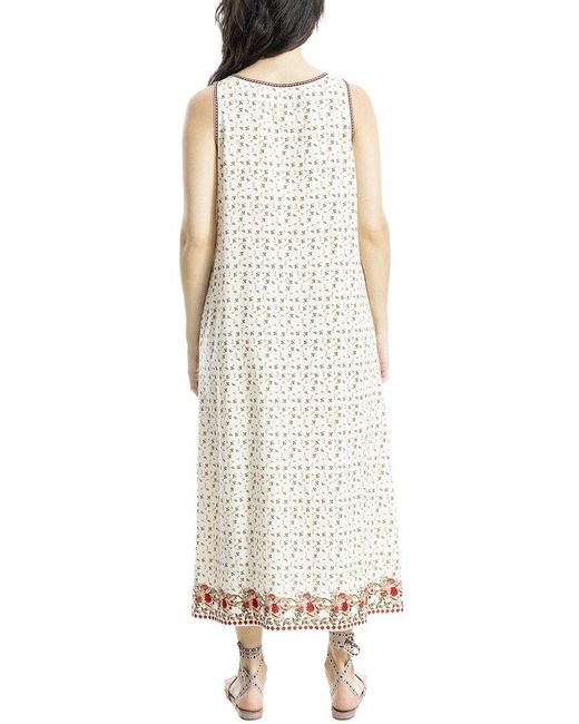 Max Studio Natural V-Neck Linen-Blend Maxi Dress