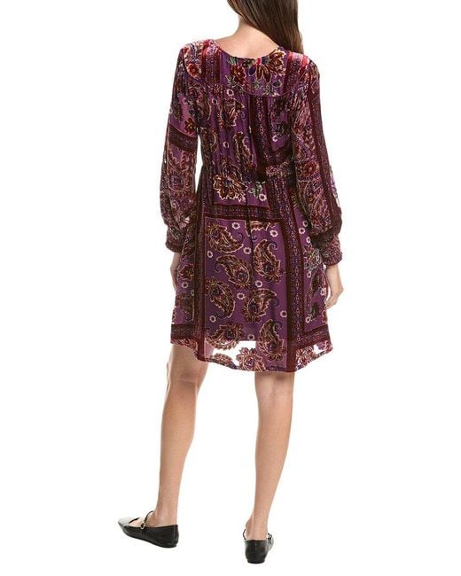 Johnny Was Red Kinney Burnout Silk-Blend Mini Dress