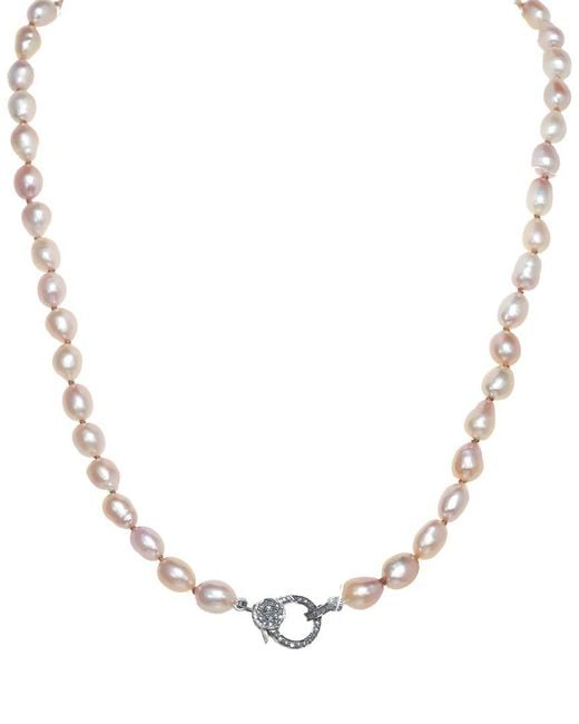 Margo Morrison Natural 0.57 Ct. Tw. Diamond & 7-8Mm Pearl Necklace