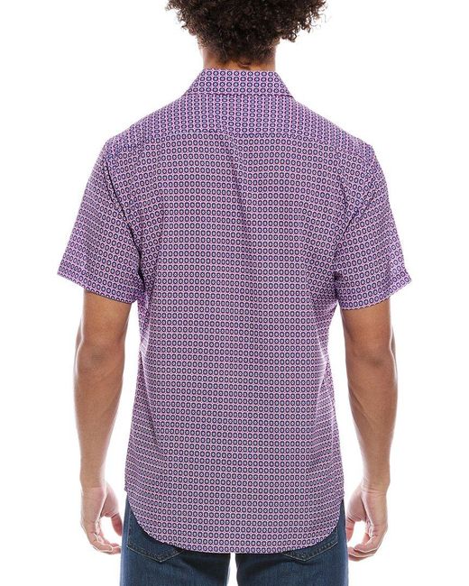 Tailorbyrd Purple Moroccan Tile Printed Performance Shirt for men