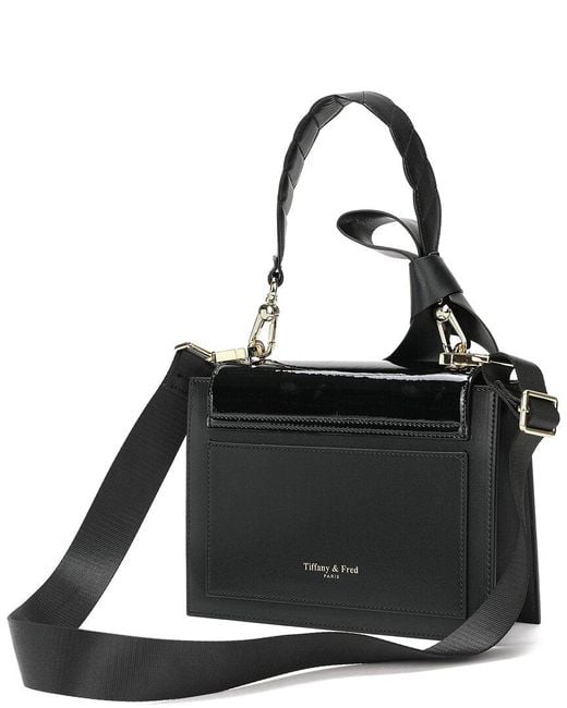 Tiffany & Fred Paris Black Patent Leather Messenger Bag