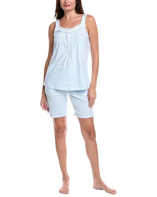 Carole Hochman Blue 2Pc Top & Short Bermuda Sleep Set
